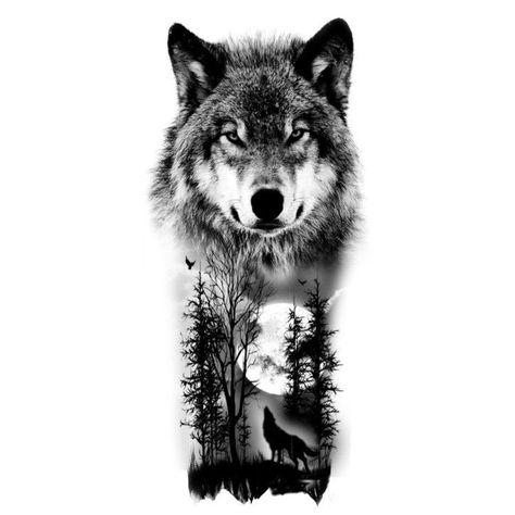 Wolf Tattoo Design Men Forearm, Wolf And Trees Tattoo Design, Tattoo Men Wolf, Tattoo Sleeve Wolf, Tattoo Hombre Brazo, Wolf Tattoo Shoulder, Grey Wolf Tattoo, Wolf Pack Tattoo, Forest Forearm Tattoo