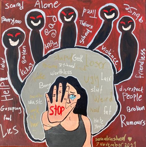 Anti Bully Poster Aesthetic, Say No To Ragging Poster, Poster Bully Indonesia, Poster About Bully, Anti Cyberbullying Posters, Anti Ragging Posters Ideas Drawing, Stop Bulling Posters Drawing, Cyberbullying Drawing, Anti Ragging Drawing