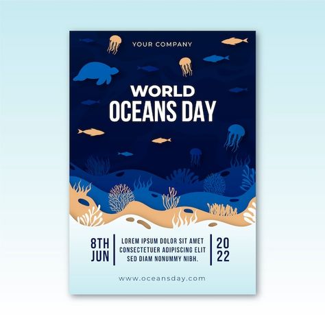 Flat Design Poster, Font Canva Lettering, Marine Poster, World Oceans Day, Graphic Shapes Design, Water Poster, Graphic Design Infographic, Graphic Design Student, Under The Ocean