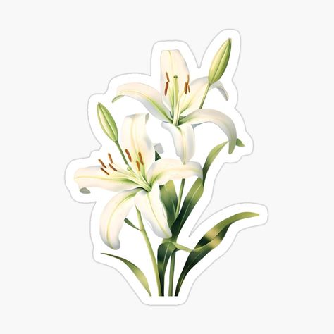 Lilies Flower in Sticker and more Check out in our store Pink Wallpaper Laptop, Plein Air Watercolor, Nature Stickers, Watercolor Stickers, Scrapbook Stickers Printable, Spring Painting, Floral Stickers, White Stickers, Lily Flower