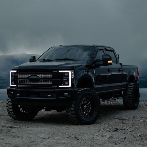 Black Ford F250 Lifted, Cool Ford Trucks, Blacked Out Suv, F250 Super Duty Lifted, Lifted F350, Ford Lifted Trucks, Ford F250 Diesel, Lifted Ford Truck, 1979 Ford Truck