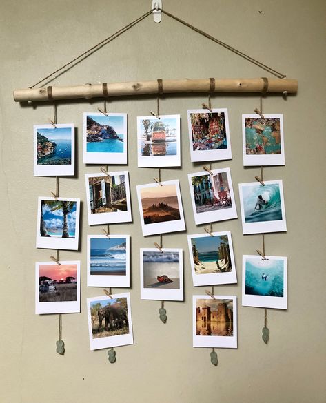 Daycare Room Ideas, Driftwood Hanging, Photo Hanger, Rustic Beach Decor, Photo Wall Hanging, Pretty Storage, Sea Glass Beads, Recycled Glass Bottles, Beach Room