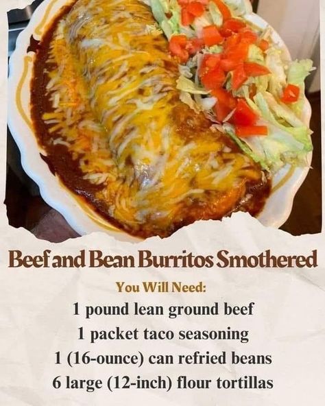 Beef And Bean Burritos Smothered With Red Chile Chimayo, Smothered Burritos Beef, Smothered Burrito Recipe, Bean And Beef Burritos, Beef And Bean Burritos, Smothered Beef, Smothered Beef Burritos, Burrito Sauce, Burritos Beef