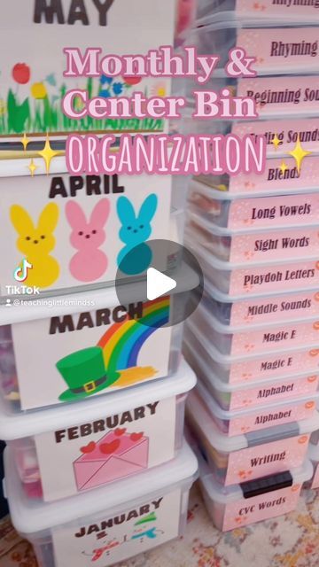 Sabrinna on Instagram: "Finally came around to making my own monthly bin and center labels!🥳 100% sure this will make my year so much better.

 I used 20qt bins to store my monthly crafts, lessons, samples and read alouds. These white lid bins are sold out on Amazon but I linked similar ones in my storefront! 

My center bins for reading and math are made up of letter sized deep storage trays and 12qt bins. I really like the storage trays because I can quickly hand it to a group during centers and they can easily get in and out of it. My students have struggled in the past to use bins that open and close on the sides and pop off. 

All of these bins are linked in my Amazon storefront in ✨organization✨ and the lables are in my TPT store if you wanna be twins. 👯‍♀️🫶🏻

I’ll link everythin Stem Bins, Center Labels, Monthly Crafts, Read Alouds, My Year, Because I Can, Amazon Storefront, Organizing Bins, Storage Bins