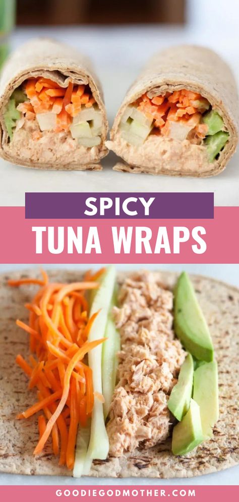 Tuna Wraps, Tuna Wrap, Healthy Wraps, Spicy Tuna, Lost 100 Pounds, Wrap Recipes, Healthy Food Choices, Easy Lunches, Good Healthy Recipes