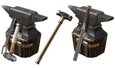 Blacksmith Tools Art - Final Fantasy XIV Art Gallery Blacksmith Hammer, Sea Explorer, Tools Art, Props Concept, Anvils, Blacksmith Tools, A Level Art, Final Fantasy Xiv, Hammers