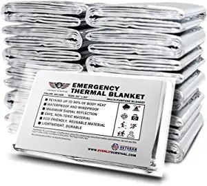 EVERLIT Survival Emergency Mylar Thermal Blanket, Foil Space Blanket Designed for NASA, 12 Pack of Body Warmer Blanket for Outdoor, First Aid, Camping Gear, Hiking Travel Emergency Blankets, Space Blanket, Emergency Blanket, Emergency Preparedness Kit, Survival Blanket, Camping Kit, Thermal Blanket, Heavy Blanket, Body Warmer