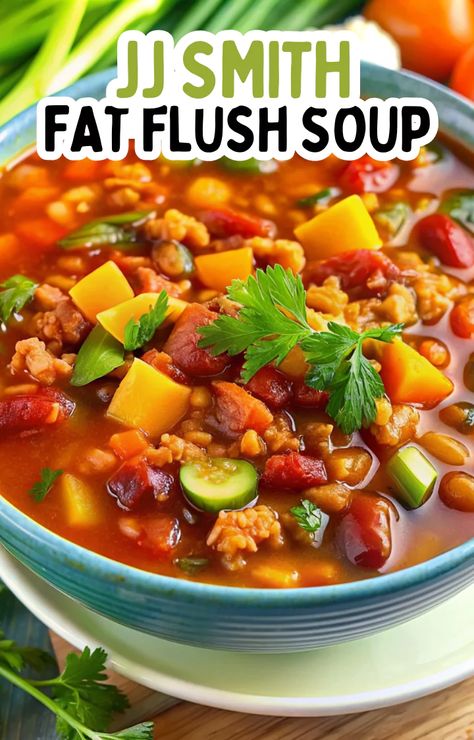 JJ Smith Fat Flush Soup Recipe - Wasian Cookery Broccoli Potato Soup Recipes, Healthy Soup Recipes Clean Eating, Fat Flush Soup, Potato Soup Recipes, Clean Eating Soup Recipes, Jj Smith, Broccoli Potato Soup, Cabbage Soup Diet Recipe, Soup Cleanse