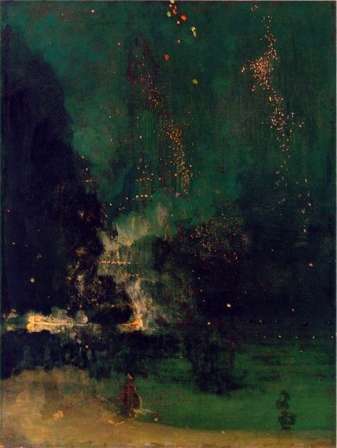 Color! phantomspade: Nocturne in Black and Gold: The Falling... Black, Stars, Nocturne In Black And Gold, Whistler, Black And Gold, Rocket, Green, Gold