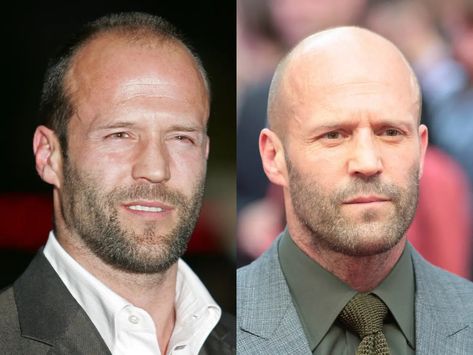 Jason Statham Hair, Balding Hairstyles, Famous Bald Men, Bald Celebrities, Bald Actors, Bald Hairstyles, Beard Styles Bald, Buzz Cut With Beard, Jason Statham And Rosie