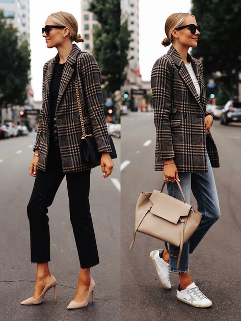 Plaid Blazer Outfit, Chique Outfit, Blazer Outfits Casual, Blazer Outfits For Women, Fashion Jackson, Blazer Outfit, Looks Street Style, Plaid Coat, Workwear Fashion