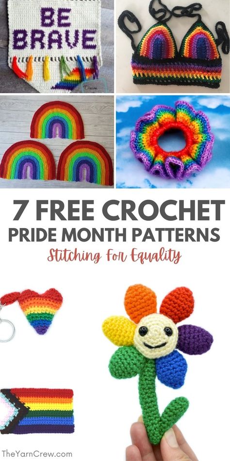 Crochet Craft Fair, Crochet Halter Top Pattern, Love And Acceptance, Bucket Hat Pattern, Crochet Rainbow, Crochet Bandana, Cozy Crochet Patterns, Crochet Hair Accessories, Rainbow Crochet