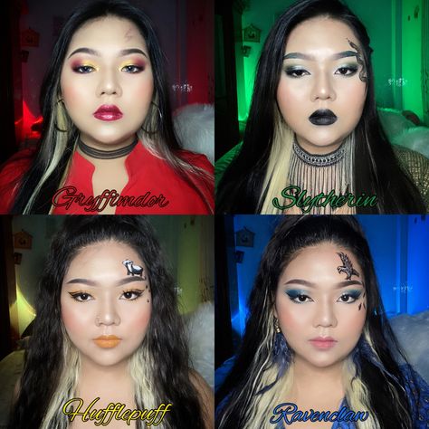 Hufflepuff Makeup Looks, Harry Potter Makeup Looks Gryffindor, Harry Potter Makeup Looks, Hogwarts Makeup, Ravenclaw Makeup, Gryffindor Makeup, Hufflepuff Makeup, Slytherin Makeup, Maquillage Harry Potter