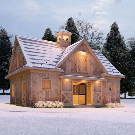 Barn Dominium, Houses On Wheels, Small Barn House, Backyard Barn, Garage Guest House, Horse Barn Plans, Barn Shop, Small Barn, Prefab Cabins