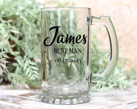 Groomsman Beer Mug | Best Man Beer Much | Groomsmen Gift | Wedding Party Beer Mug | Custom Beer Mug | Personalized Beer Mug | Wedding Day #wedding #gift #personalized #personalizedglass #personalizedgift #custombeermug #personalizedmug Wedding Beer, Personalized Beer Mugs, Groomsmen Beer, Beer Wedding, Personalized Wine Glasses, Beer Party, Personalized Beer, Beer Custom, Gifts For New Dads