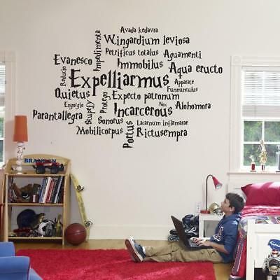 Harry Potter Wall Stickers, Boy Room Wall Decor, Harry Potter Wall, Harry Potter Bedroom, Wall Stickers Quotes, Harry Potter Spells, Harry Potter Style, Wall Tattoo, Chalkboard Wall