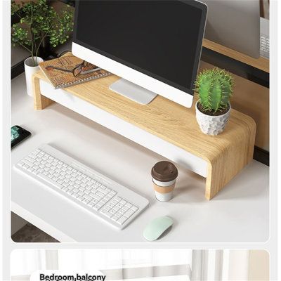 Transform your workspace with the OptiDesk Desktop Computer Monitor Riser, specifically designed to enhance productivity by providing a comfortable viewing angle and additional storage. Perfect for both office and home use, this riser is engineered to protect your eyesight and neck while promoting a relaxed, efficient work environment. Hokku Designs | Hokku Designs Rubee Manufactured Wood Monitor Stand 5.11 H x 7.87 W x 23.62 D in white / in Yellow | 5.11" H X 7.87" W X 23.62" D | Wayfair Monitor Stand Riser, Desk Monitor Setup, Desktop Riser, Wood Monitor Stand, Computer Monitor Stand, Computer Riser, Industrial Kitchen Lighting, Wood Organization, Monitor Riser