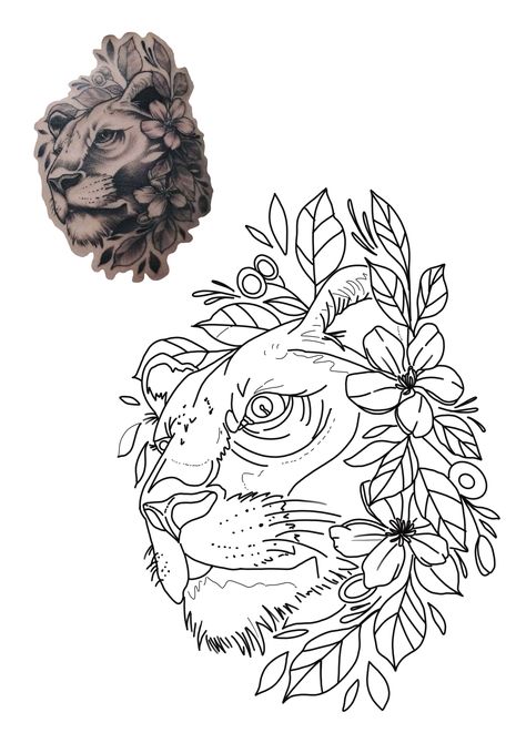 Lioness Tattoo Design, Lion Art Tattoo, Lioness Tattoo, Half Sleeve Tattoos Drawings, Armband Tattoo Design, Jesus Tattoo, Floral Tattoo Sleeve, Stencil Design, Tattoo Stencil Outline