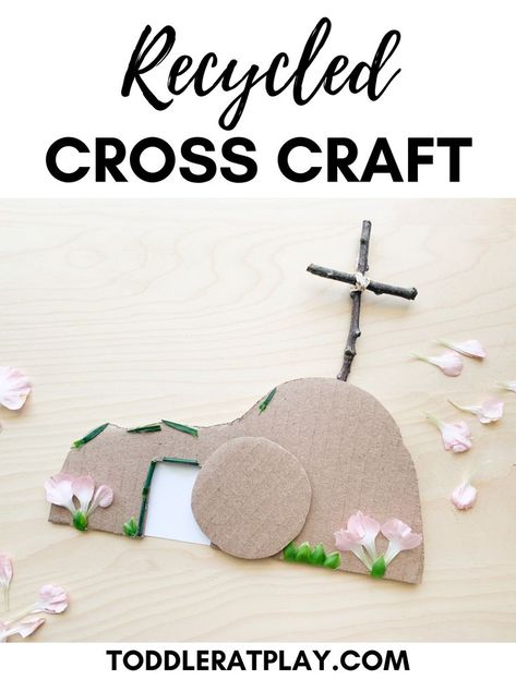 This Recycled Cross Craft is a wonderful, recycled and nature-inspired Easter craft idea. This craft is super simple, but has a beautiful message that HE IS RISEN! For this craft, you'll need cardboard, a few nature finds and a few other simple materials. This Recycled Cross Craft makes a perfect addition to any Easter homeschool study or as a classroom and Sunday school craft. Kids of all ages can make these! #eastercrafts #recycledcrafts #cardboardcrafts Craft Kids, Easter Homeschool, Homeschool Crafts, Cross Crafts, School Craft, Church Crafts, Easter Craft, Easter Cross, Diy Activities