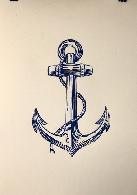 Nautical Anchor original hand block print  Seaside by KerryCherry Vintage Nautical Tattoo, Anchor Drawing, Map Legend, Anchor Drawings, Vest Ideas, Nautical Aesthetic, Sea Tattoo, Nautical Tattoo, Lino Prints