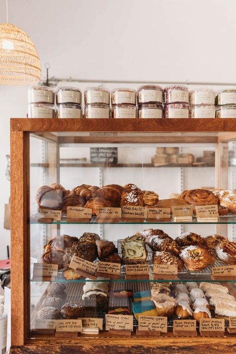 Where to get your baked goods on the Central Coast Old Bakery Shop, Bakery Inside Design, Pastry Case Aesthetic, Bread Bakery Design, Cottage Bakery Aesthetic, Baked Goods Display Ideas, Coffee Shop Baked Goods, Boulangerie Aesthetic, Bakery Display Ideas