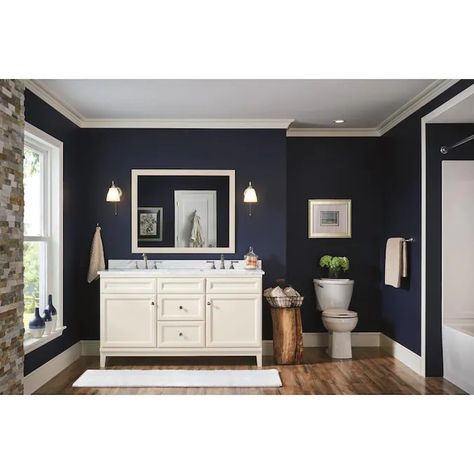 Diamond NOW Calhoun 60-in White Bathroom Vanity Cabinet in the Bathroom Vanities without Tops department at Lowes.com Gray Bathroom Vanity, Navy Blue Bathrooms, Transitional Style Decor, Yellow Bathroom Decor, Navy Bathroom, Transitional Doors, White Bathroom Vanity, Bathroom Vanities Without Tops, Grey Bathroom Vanity