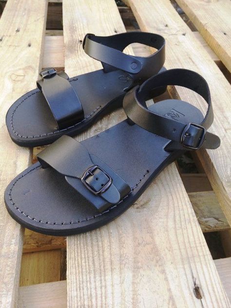 Men Jesus Leather Summer Sandals Black Elegant Strappy Men Sandals Spartan Grecian Roman Ancient Classic Sandals Everyday Sandals KIBUTZ - Men Sandals - Ideas of Men Sandals #MenSandals -  100% Handmade Leather Sandals For Men  Simple and elegant comfortable and strong at the same time.  Can wear in any occasion.  Use the scroll bar to pick between one of our 11 beautiful colors.  Use the scroll bar to pick your size sizes available: EU35 to EU47. All our sandals Timberland Fashion, Leather Summer Sandals, Roman Ancient, Leather Sandals For Men, Sandals Ideas, Womens Wide Shoes, Jesus Sandals, Mens Sandals Fashion, Scroll Bar