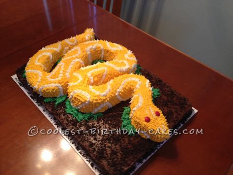 Awesome DIY Birthday Cake Ideas for the Homemade Cake Decorating Enthusiast 28 Birthday Cake, Birthday Cake Boys, 28th Birthday Cake, Ideas For Birthday Cake, Snake Cake, 28 Birthday, Snake Cakes, Snake Birthday, Snake Party