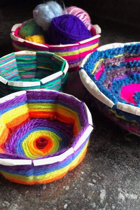 Paper Plate Crafts, Paper Plate Weaving Bowl, Paper Plate Basket, Woven Bowl, Happy Hooligans, Weaving For Kids, Paper Bowls, Plate Crafts, Art Curriculum