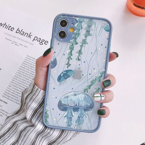 Jellyfish Print, Blue Jellyfish, Printed Phone Case, Accessories Ear, Strip Led, Mobile Charger, Selfie Light, Room Display, Pearl Bag