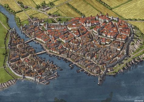 Fantasy City Map, Fantasy Map Making, Fantasy Town, Imaginary Maps, Fantasy World Map, Tabletop Rpg Maps, Rpg Map, Town Map, Dungeon Maps