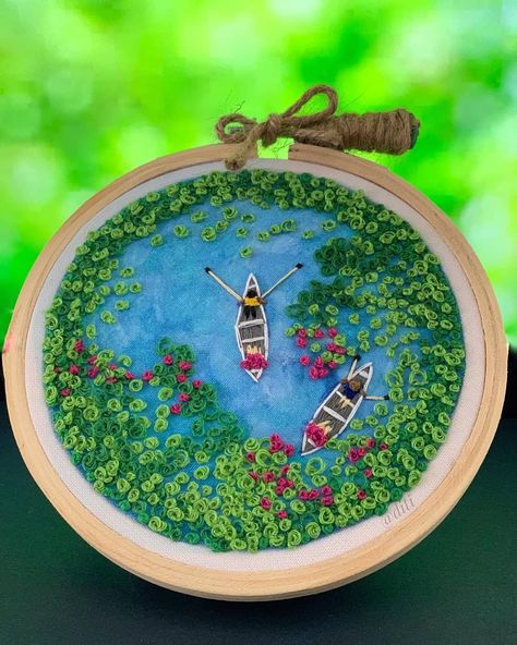 Hoop Art Embroidery on Instagram: “The Lotus pickers at Loktak Lake, Manipur! 😍 👉 Follow @hoopart.embroidery for more . 📸 @ditibaruah . #hoopartembroidery” French Knot Stitch, French Knot Embroidery, Hand Embroidery Projects, French Knot, Sewing Embroidery Designs, 자수 디자인, Hand Embroidery Art, Hand Embroidery Stitches, Embroidery Hoop Art