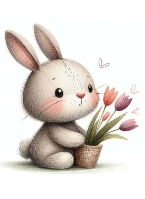 Cute Animal Illustration, Bunny Pictures, Calming Atmosphere, Baby Clip Art, Inspire Creativity, Chibi Characters, Wall Art Nursery, Kids Room Wall, Kids Room Wall Art