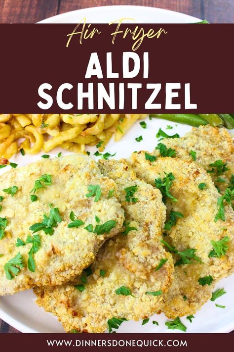 🍽️ Looking for a mouthwatering dinner in just 15 minutes? Dive into my Aldi Pork Schnitzel in Air Fryer recipe! 🤩 Discover how to transform frozen schnitzel into a crispy delight with minimal effort. Get ready for a quick, delicious meal that will change your weeknight routine. Try it now! 🔥 Aldi Pork Schnitzel, Aldi Schnitzel, Aldi Schnitzel Recipe, Pork Schnitzel, Frozen Pork Schnitzel, Air Fryer Schnitzel, Schnitzel Recipe, Aldi Finds, Dinner Ideas, Oktoberfest Recipes, German Food Air Fryer Pork Schnitzel, Pork Schnitzel Recipe Air Fryer, Schnitzel Air Fryer, Schnitzel Recipe Pork, Air Fryer Schnitzel, Pork Snitzel, Aldi Chicken, Beef Schnitzel, Pork Schnitzel Recipe