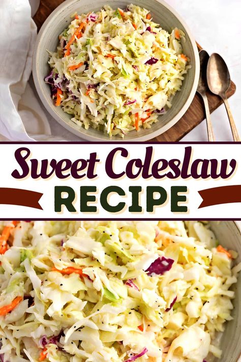 This is the best sweet coleslaw recipe you'll ever have! With Miracle Whip and white sugar, the dressing is just to die for! Sweet Coleslaw Dressing, Sweet Coleslaw Recipe, Sweet Coleslaw, Classic Coleslaw Recipe, Coleslaw Recipes, Seed Salad, Cabbage Salad Recipes, Coleslaw Dressing, Creamy Salad Dressing