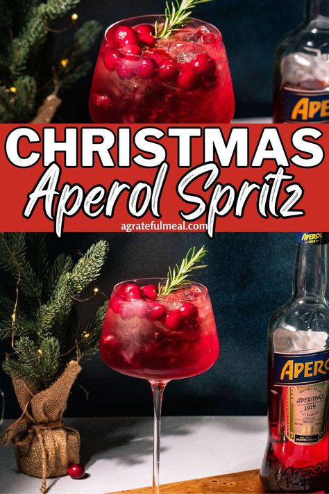 This Christmas winter Aperol spritz is the perfect festive cocktail ideal for the holidays and New Year's. Made with Aperol, lemon, Prosecco, and cranberry, it's a refreshing and bubbly drink that will impress your guests. Whether you're hosting a Christmas party or just want to enjoy a festive prosecco cocktail at home, this recipe is easy to make and perfect for the occasion. Winter Aperol Spritz, Xmas Cocktails, Christmas Drinks Recipes, Christmas Drinks Alcohol, Winter Cocktails Recipes, Spritz Recipe, Spritz Cocktail, Christmas Cocktail Party, Winter Cocktails