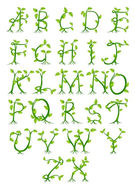 Lovely tree themed alphabet great for displays! Vine Letters, Typography Fonts Alphabet, Nature Letters, Nature Font, Vine Font, Fonts Handwriting Alphabet, Lettering Styles Alphabet, Fonts Handwriting, Draw Hands