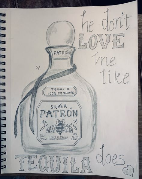 Tequila Painting Canvases, Patron Bottle Drawing, Narco Drawings, La Drawing Art, Drawing Mexican, Alcohol Drawing Aesthetic, Liquor Drawing, Tequila Bottle Drawing, La Drawing