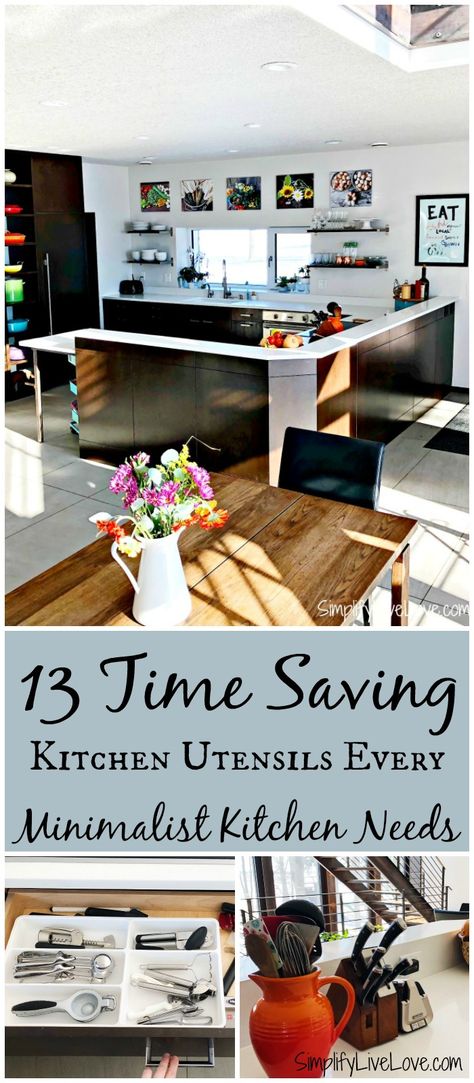 13 Time Saving Kitchen Utensils Every Minimalist Kitchen Needs Kitchen Boards, Wooden Utensils Set, Minimalist Ideas, Scratch Cooking, Wooden Cooking Utensils, Above Cabinets, Must Have Kitchen Gadgets, Ideas For Kitchen, Open Dining Room