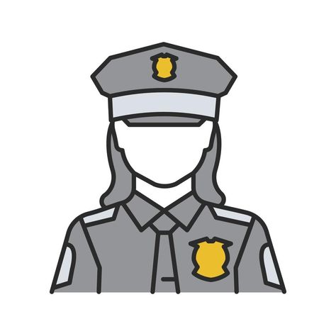 Policewoman color icon. Police officer. Cop. Isolated vector illustration Police Drawing Easy, Police Woman Drawing, Police Drawing, Police Art, Female Police Officers, Female Cop, Woman Sketch, Cool Pencil Drawings, Easy Drawings For Kids