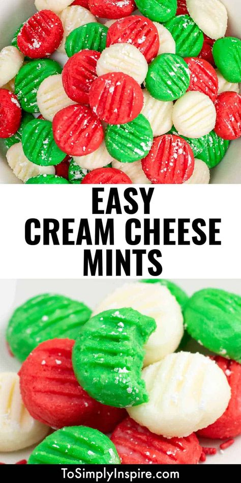 Cream Cheese Mints Wedding, Mint Recipes Dessert, Cream Cheese Mints Recipe, Beginner Baking Recipes, Wedding Mints, Cream Cheese Butter, Christmas Candy Homemade, Cream Cheese Mints, Easy Candy Recipes