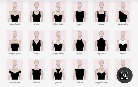 Types Of Necklines, Necklace For Neckline, V Dress, V Neck Blouse, Halter Neckline, Types Of Dresses, Dress Fabric, Dress Collection, Prom Dress