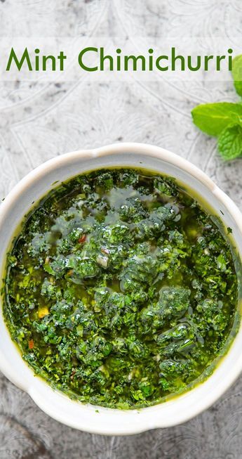 Mint Sauce, Mint Chimichurri, Chimichurri Sauce Recipe, Chimichurri Recipe, Mint Recipes, Chimichurri Sauce, Grilled Veggies, Grilled Vegetables, Grilled Meat