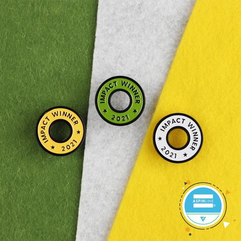 Pin Badges are great for awards and recognitions just like these “Impact Winner 2021” Soft Enamel Badges with black dyed metal and split colour enamel infill. #Aspinline # awardpinbadge #winnerpin #pin #pins #pinbadge #pinspinspins #pinbadges #enamelpin #lapelpin #pinspired #pinspiration #pinstagram #pinsofig #pinoftheday #pinsfordays #pingameproper #pinlove #pinlover #pinaddict #pincollector #pincommunity #pincollection #pinflair #flair #pinstyle #custom #custompins Pin Design, Conference Badges Design, Gold Round Enamel Pin, Achievement Badge Design, Pin Badge Backing Card, Event Badges, Reward And Recognition, Branded Pins, Ribbon Pin