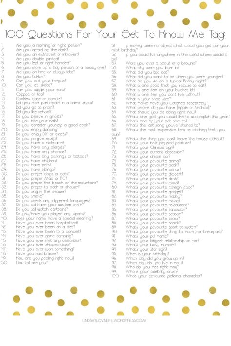 100 Questions For Your Get To Know Me Tag Get To Know Me Questions, Youtube Questions, Questions To Get To Know Someone, About Me Template, Questions For Friends, 100 Questions, Question Game, Youtube Channel Ideas, Fun Questions To Ask