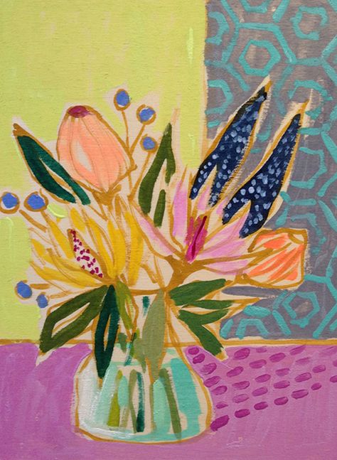 the things i like/love/lust: lulie wallace paintings Lulie Wallace Flowers, Lulie Wallace Art, Lulie Wallace, Abstract Painting Diy, Abstract Floral Art, Nature Art Painting, Tropical Art, Childrens Art, Wood Panel