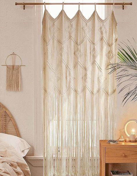 Amazon.com: IOWER Macrame Curtains Window 50"x75" Macrame Closet Doorway Curtains Long Macrame Wall décor Boho Wedding Backdrop : Home & Kitchen Closet Door Curtain Ideas, Boho Curtain Ideas, Closet Curtain Ideas, Curtains For Closet Doors, Curtains Long, Sage Curtains, Macrame Window, Macrame Curtains, Room Above Garage