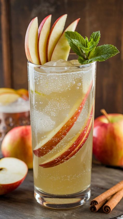 Fall-Inspired Apple Spritzer Mocktail Recipe for Any Occasion Pina Colada Mocktail, Virgin Pina Colada, Easy Mocktail Recipes, Drink Garnishing, Mint Lemonade, Mocktail Recipes, Light Snacks, Different Fruits, Mocktail Recipe