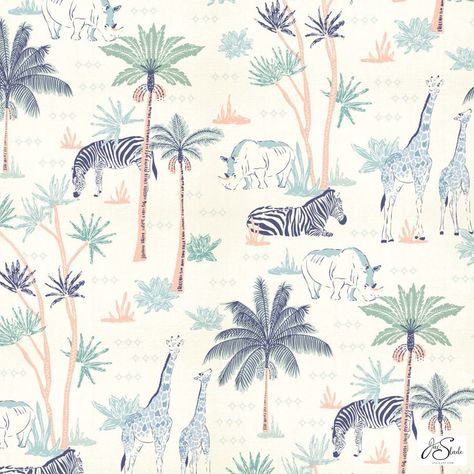 Safari Zoo - My first entry for this years wallpaper design contest @ayara.home #ayaradesigncontest23 ⠀⠀⠀⠀⠀⠀⠀⠀⠀ This one works in so many… | Instagram Green Blue Wallpaper, Timeless Nursery, Nursery And Playroom, Boho Safari, Baby Giveaways, Safari Wallpaper, Baby Playroom, Color Scale, Pattern Inspiration