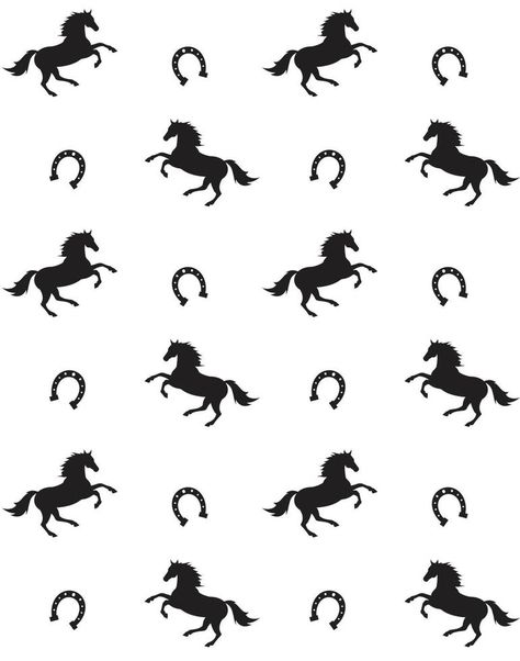 Vector seamless pattern of black horse and horseshoe silhouette isolated on white background Horse Background, Horse Animation, Vector Food, Horse Pattern, Shoe Pattern, Horse Designs, Background Background, Black Horse, Themed Crafts